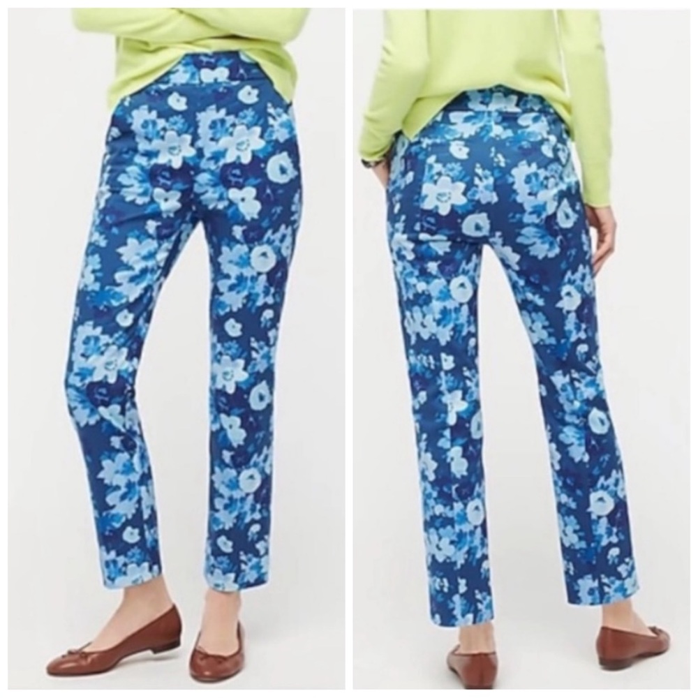 J. Crew Blue Floral Ankle Pants